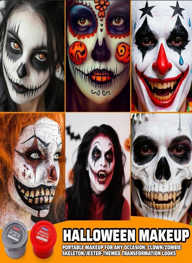 Ausbond 3 Color water-based Face Body Paint Set （Black + White + Red )with Brushes Kits Non-Toxic Easy Washable ,for Adults Halloweens Partys Cosplays Joker Zombie Vampire SFX Art Stage Makeup Adults - Image 5